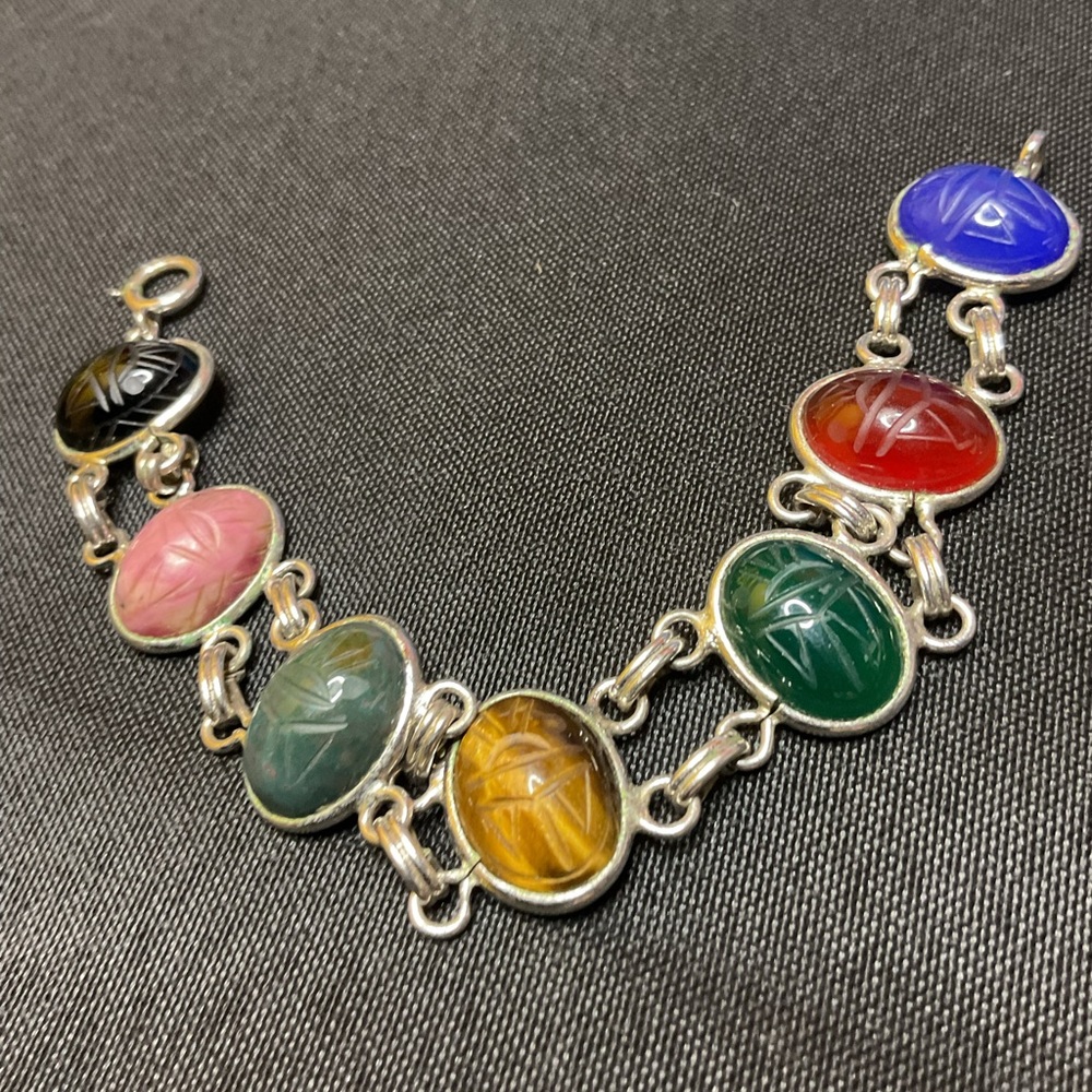 Vintage scarabs gemstone bracelet